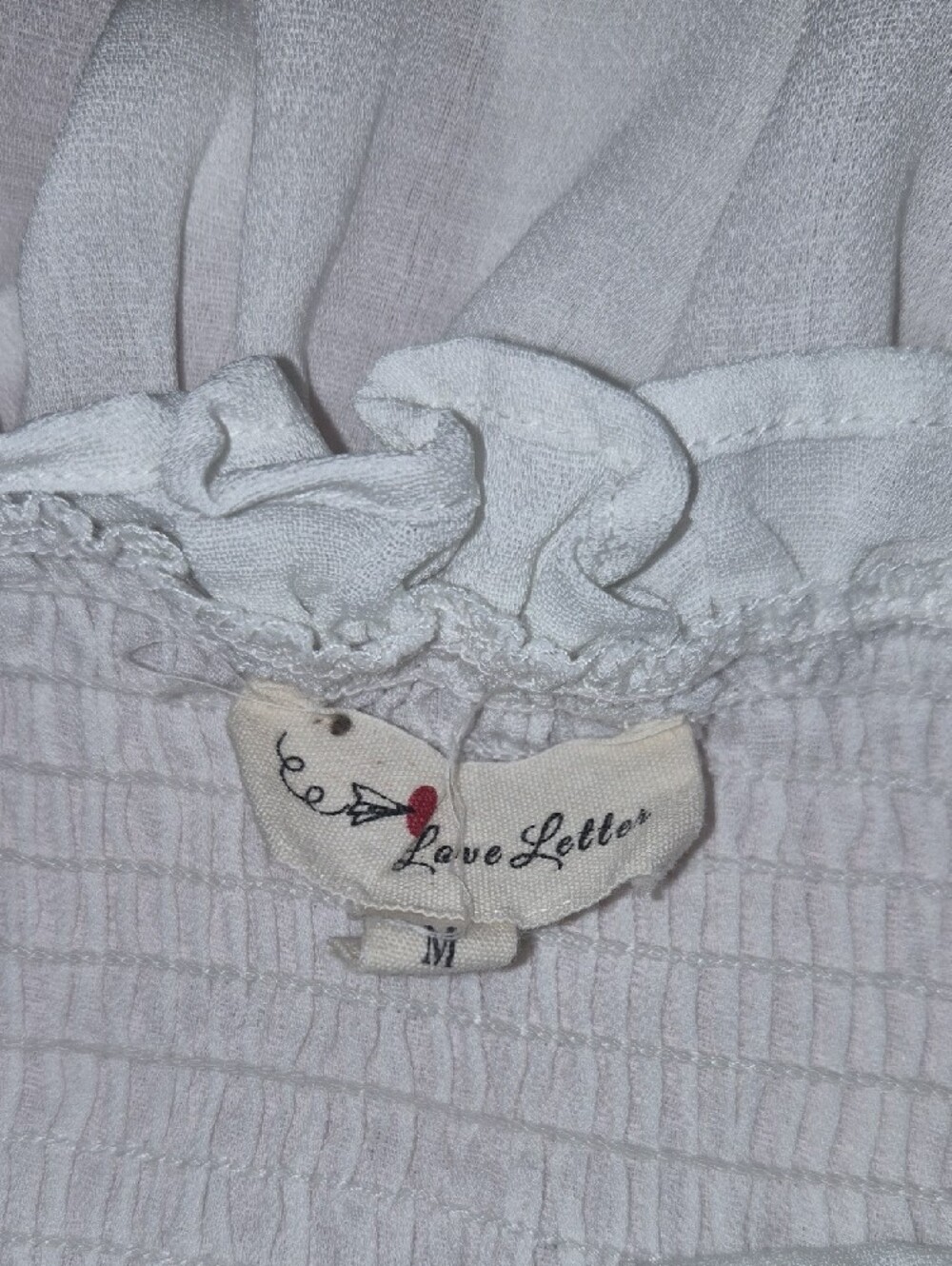 White Ruffled Off-Shoulder Button Front Top - Picture 2 of 2